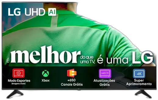 Smart TV LG UHD AI UA75 55 polegadas HDR10 Pro Processador α7 AI Ger8 webOS 25